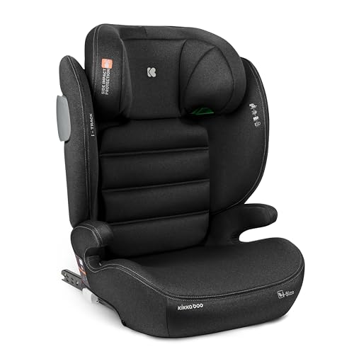 KikkaBoo Seggiolino Auto 15-36 kg ISOFIX i-TRACK, Gruppo 2-3 da 3.5 a 12 Anni, i-Size, Protezione Laterale SPS, Poggiatesta Regolabile 12 Posizioni, Nero