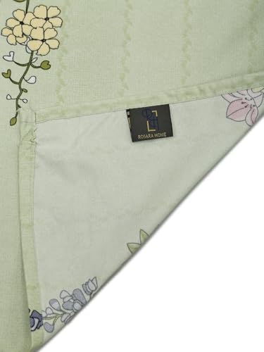 Image of ROSARAHOME 180 TC Microfiber Flat Queen Size Double Bed Bedsheet with 2 Pillow Cover| Bedsheet:240cmx225cm Pillow Covers:45cmx70cm,Floral Light Green