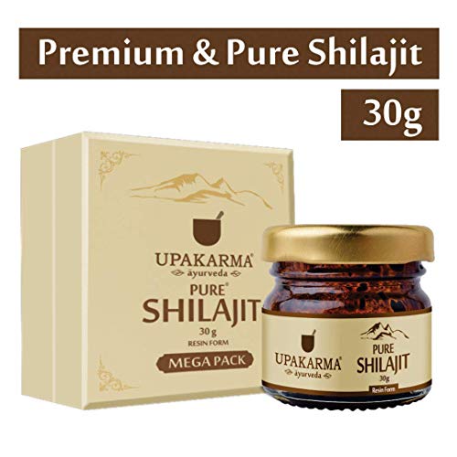 Upakarma Ayurveda (30 Grams/1.04 Fl.oz) Pure Soft Shilajit/Shilajeet Resin With Spoon, Natural Source Of Fulvic Acid & Trace Minerals,Pack-1 #TOP1