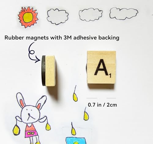 Qianfun MAGNETIC LETTERS 100 Pcs Wood Magnetic Letter Tiles Magnets | Big Large Square Wooden Alphabet Letters Tile Magnet Pieces For Fridge Refrigerator Wall thumb #1