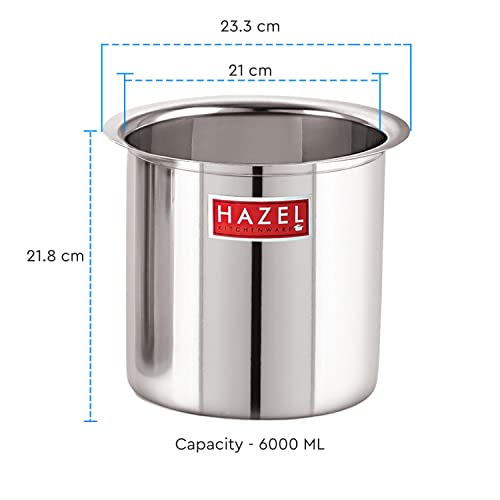 Image of HAZEL Steel Milk Pot with Lid |Stainless Steel Milk Boiler Container | Milk Boiling Vessel Gunj for Kitchen, 6000 ML