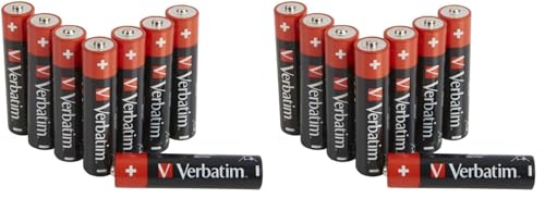 VERBATIM Pilas alcalinas AAA Premium I 1,5V I AAA-LR03 Micro I Pilas AAA I Pilas para Reproductor de MP3, cámara, Control Remoto, rasuradora y más I Pila alcalina Premium I 8 Unidades (Paquete de 2)