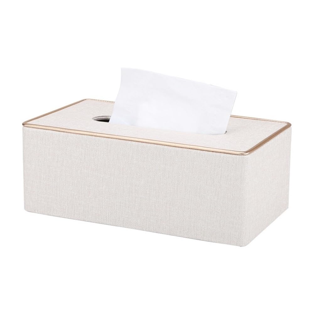 ROHCGHC Tissue boxes, Square Fabric Home Bedroom Living Room Desktop Organizer Black, White Tissue Holder(White)