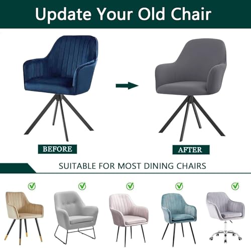 Housses de chaise imperméables anti-taches pour dossiers incurvés gris - 7