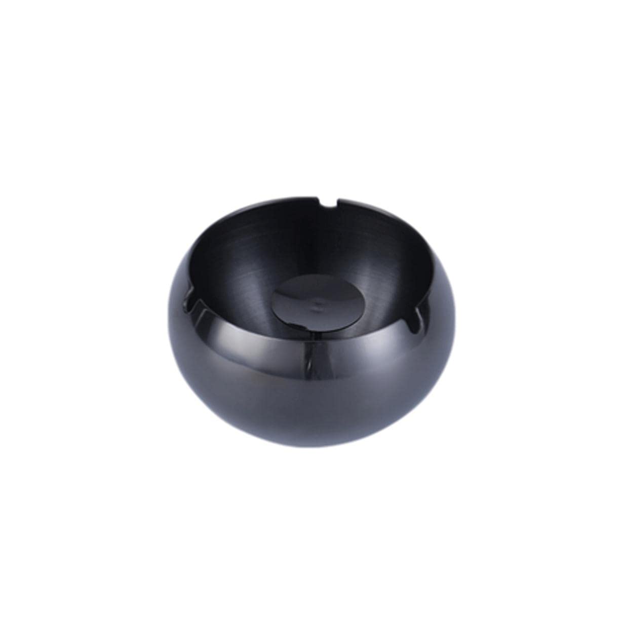 Cendrier rond en acier inoxydable noir brillant, design chic de table moderne
