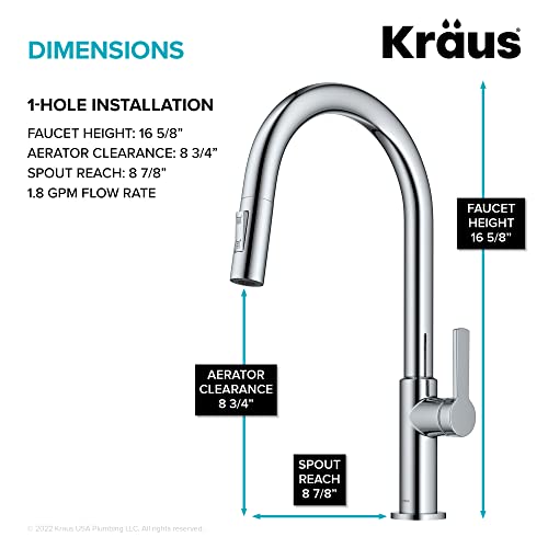 Image of KRAUS Oletto Single Handle Pull Down Kitchen Faucet in Chrome, KPF-2820CH