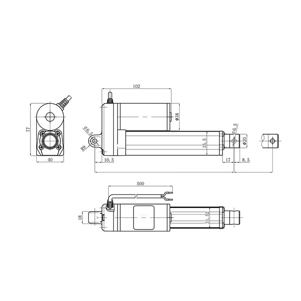 Siłownik liniowy IP65 24 V, 2000 N, 150 mm, 450 mm, 550 mm, 800 mm, 950 mm, 1000 mm, z elektrycznym napędem śledzącym, 160 mm/s (250N 60 mm, skok 350 mm)