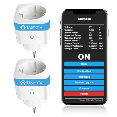 Eightree Tasmota WLAN Steckdose mit Energiemessung in Echtzeit Smart Plug für Matter Alexa & Home Assistant Einfache Einrichtung 16A 2 4GHz 2er-Pack Deutsche Firmware