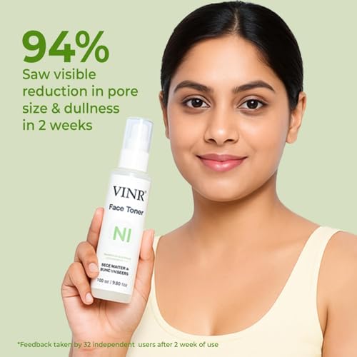 Image of VINR 10% Niacinamide & 1% Hylauronic Acid Rice Water Face Toner Pore Tightening & Glowing Skin Oil Control | Hydrating Facial Toner for Acne-Prone, Sensitive & All Skin Types | Women & Men -200ml (Pack of 2 )