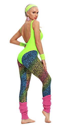 Miaiulia Women's Retro 80S/90S Inspired High Cut Low Back Padding One Piece Swimwear Bathing Suits Fluorescent Green S #TOP4