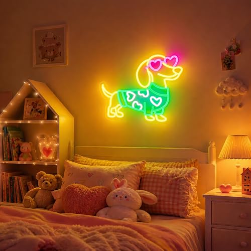 Image of Happy Dog Neon Sign for Wall Decor Light Up Sign Led Signs for Room Party Home Wall Decor USB Powered