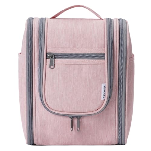 Image of Hanging Travel Toiletry Bag Cosmetic Make up Organizer for Women and Men (Medium, Pink)