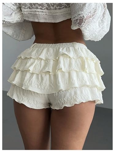 Women's Y2k Ruffle Shorts Frilly Micro Short Texture Puffy Mini Shorts Low Rise Bloomers Party Club Boyshorts2