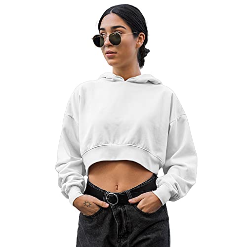 Indirage Women's Basic Fleece Crop Hoodie