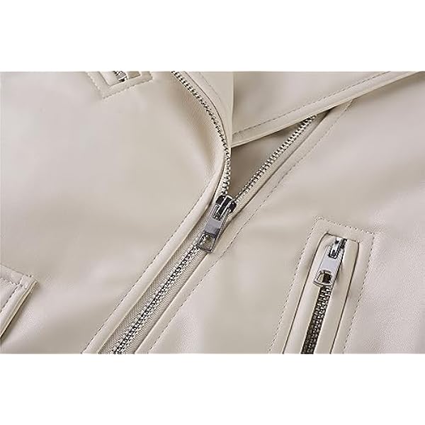 Adhdyuud Vrouwen Herfst Faux Lederen Jassen Zakken Rits Turn-Down Kraag Motor Riem Biker Jas Jas