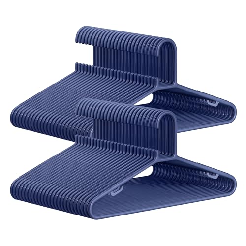 SONGMICS Plastic Hangers 50 Pack, Space-Saving Clothes Hangers, Lightweight Hangers, for Pants, Coats, Dresses, Black UCRP009B50 Black 50