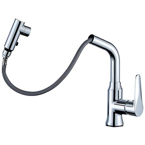 Robinet de lavabo avec douchette extractible salle de bains, mitigeur évier chaud froid en laiton