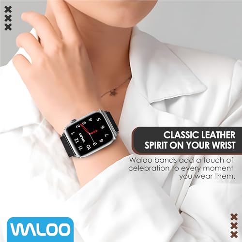 Bracelet Apple Watch en cuir noir idéal pour le bureau
