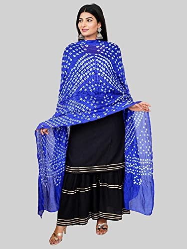 Image of PK HUB Women's Jaipuri Rajasthani Art Silk Bandhej Bandhani Dupatta