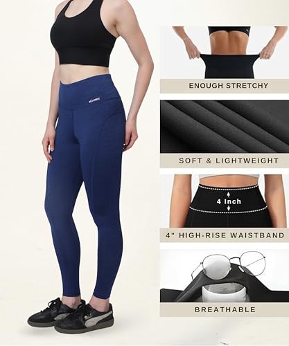 Image of Glamoras Women Polyester Spandex High Waist Gym Legging with Side Pocket, 4-Way Stretch, Squat-Proof, Moisture-Wicking Yoga Pants, Workout Tights for Running, Gym, Fitness, Training, Yoga & Activewear