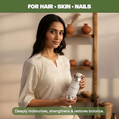 Image of VedaOils Ashwagandha Oil 100ml | 100% Pure, Natural & Cold Pressed | Hair Care, Skin & Face Nourishment, Nail Health | Moisturizing, Anti-Aging & Frizz Control