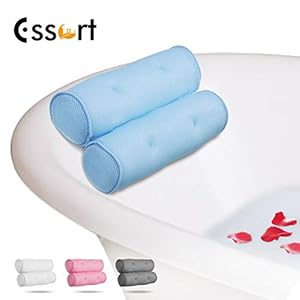 ESSORT Badewannenkissen，Rutschfeste Saugnäpfe Doppelsäulen-Badewannenkissen Nacken Schulterstütze Komfort kopfkissen für Home Spa Whirlpools, Badekissen Kopfstütze