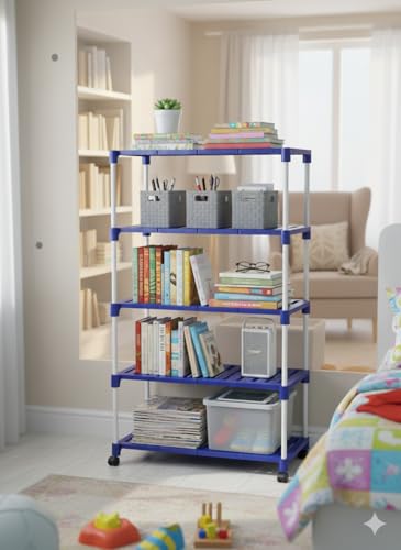 Image of CIPLA PLAST Space-Saving Classy Shoe Organizer, with Wheels, Storage Rack Covered Shoe Rack with Dustproof Fabric Cover, Powder Coated Metal Frame & Fabric Organizer (Large, 5 Layer)