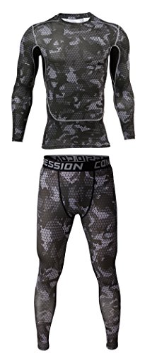 Tissu thermique extensible Fringoo, ensemble compression homme contre le froid en running et gym