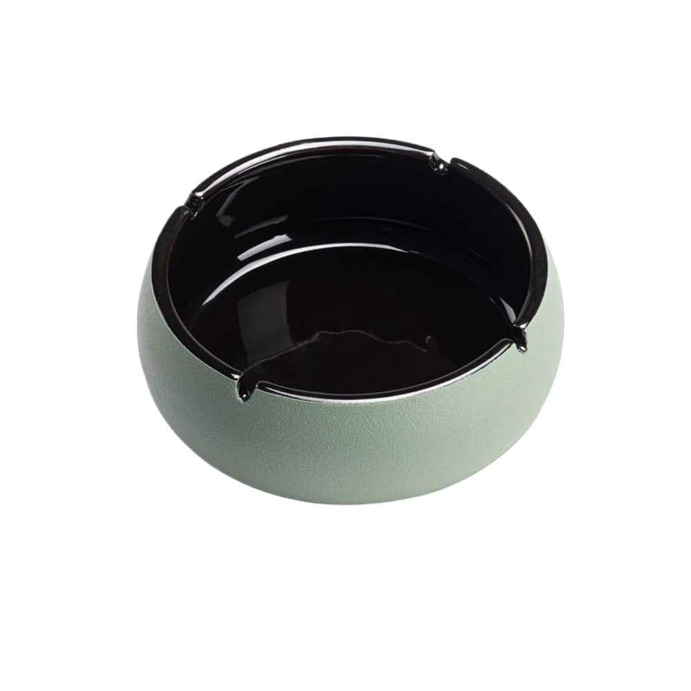 OWOHYG Desktop Smoking Ash Tray Ceramic Large Capacity Ashtray Inner Wall Black Glaze Desktop Smoking Holder Easy To Clean.