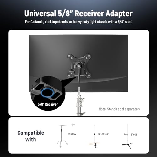 Image of NEEWER VESA Monitor Mount Adapter with Arca Type Quick Release, 360 Rotatable Ball Head, M4 Screw & 5 /8 inch Receiver Light Stand Adapter for TV Screen, Field Monitor, C Stand, Max Load: 44lb /20kg, MA016