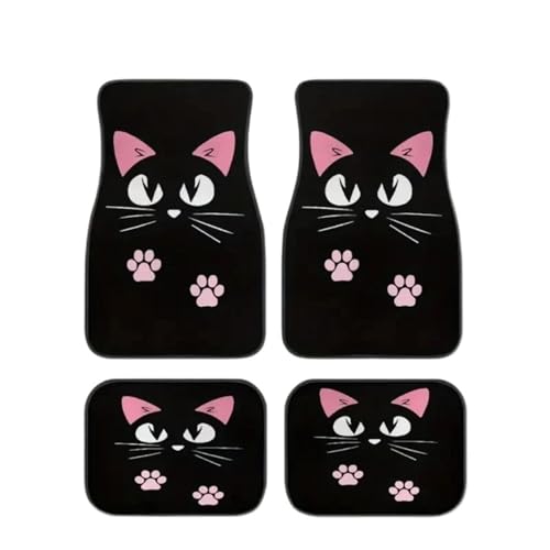 4 Tapis de Sol Voiture Universel Noir Kit Complet Compatible Tout Véhicule Auto