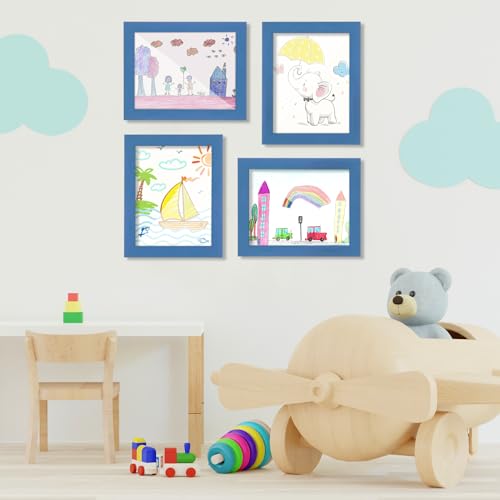 Image of [2-Pack] Kids Art Frames, 8.5x11 Front Opening Kids Artwork Frames Changeable, Dark Blue Artwork Display Storage Frame for Wall, Holds 50 Pcs, for 3D Picture, Crafts, Children Drawing, Hanging Art,