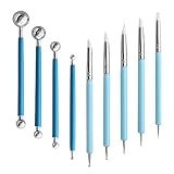 LOYELEY 粘土彫刻ツール 点描ツール 粘土 陶芸 道具 9本セット 18タイプ クレイ ツール クレイ丸棒 細工棒 丸 ヘラ シリコン筆 ドットペン ネイルアート 粘土ツール 趣味 DIY 粘土細工 粘土彫刻