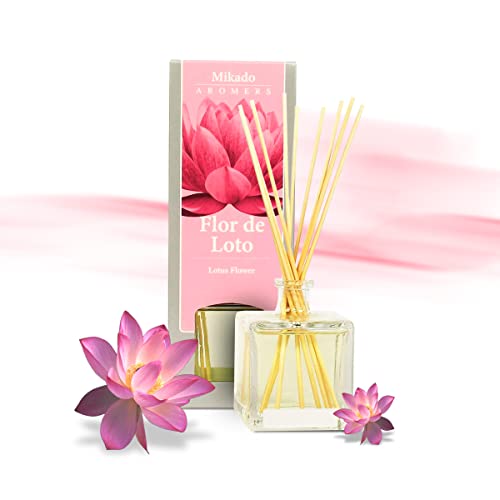 Ambientador de Hogar Mikado - Fragancia 100 ml y 10 Palitos Rattan - Aroma Duradero a Flor de Loto - Ideal para Perfumar y Decorar tu Casa - Aromers