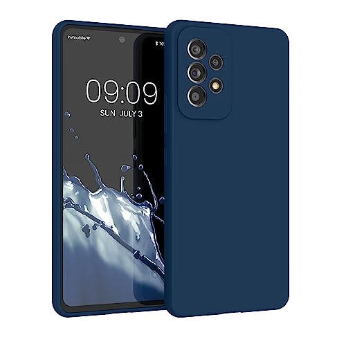 kwmobile Housse Compatible avec Samsung Galaxy A53 5G Coque - Housse de téléphone Protection Souple en TPU Silicone - Bleu Marine
