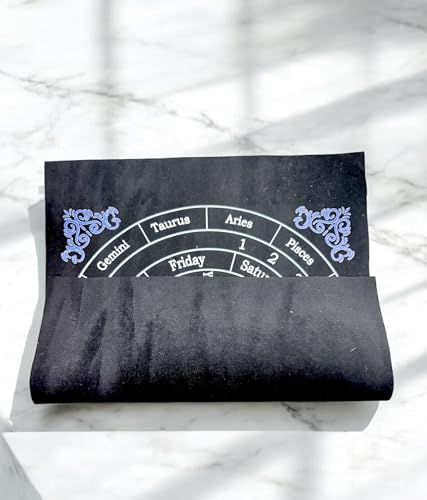 Image of Dowsing Fabric Pad with Rudraksh Pendulum| Size 10 x 8 Inch | Energy Work Mat for Pendulum Reading | Velvet Pendulum Divination Mat