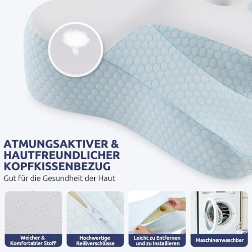 DONAMA Nackenkissen Kopfkissen Memory Foam Kissen,Schlafkissen für Seiten Rücken & Bauchschläfer