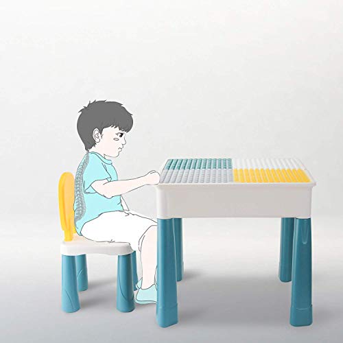 MODOO Kids Activity Table, Toddler Table and Chair Set with Storage, Play Table with 90 Pcs Building Blocks and Bricks Toy, Safety ABS Material Sand Table for Boys Girls Over 3 Years Old (Large) - Thumbnail 5