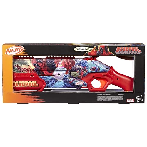 Image of Nerf Marvel Deadpool Blaster, 16 Nerf Rival Accu-Rounds, Pump Action, Breech Load, Gifts for Teens, 14+