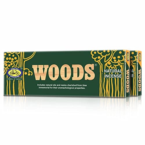 Image of Cycle Pure Woods Natural Incense Sticks, 9 Inch, Pack of 2 (64 Agarbatti Sticks) | Lasts Upto 60 Mins per Stick | Woody, Sandal, Resin, Cedar, Masala, Amber, Natural Fragrance for Puja, Meditation
