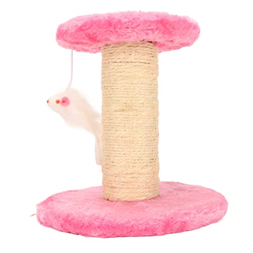 Rascador para gato de 2 niveles con peluche suave rosa miniatura 1