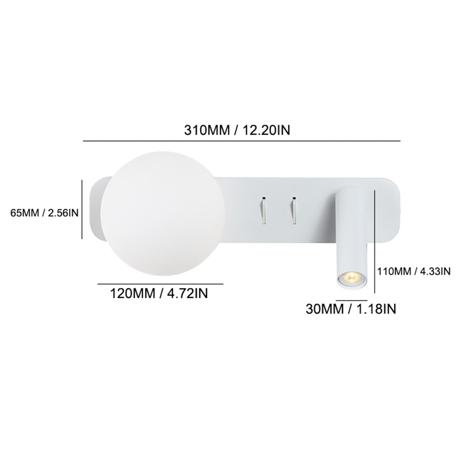 Kinkiety ścienne LED 3000K Ciepłe światło Obrotowa głowica Lampa nocna Lampka do czytania Lampa ścienna z kryształową kulą