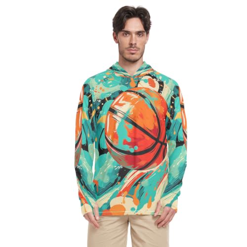 T-Shirt Homme Rash Guard Orange à Col Rond et Manches Longues