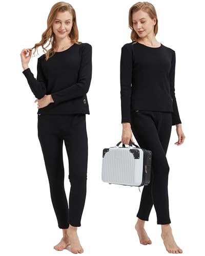 Women's Heated Thermal Underwear Set, USB Women's Electric Thermal Heated Long Johns Set with Battery Pack3