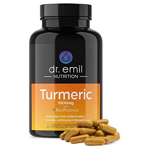 DR. EMIL NUTRITION Turmeric Curcumin with Black Pepper Supplement - Turmeric Capsules with BioPerine for Easy Absorption - 1000mg Turmeric Supplement, 60 Capsules Cover