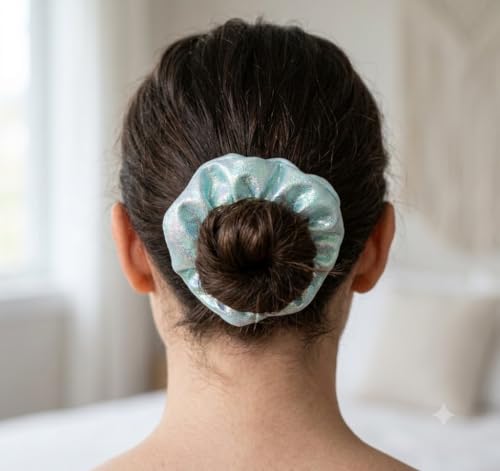 Image of Cute Sky Blue Hair & Jewelry Accessories Gift Set | Matte Flower Claw Clip, Metallic Shimmer Scrunchie, Pastel Hair Slides & Gold Hoop Earrings 4 Pieces