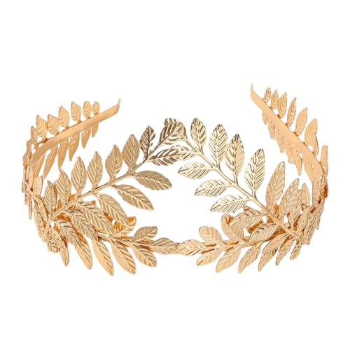 HIPIHOM Corona da dea greca da sposa con foglia dorata, fascia per capelli per festa di nozze, Halloween