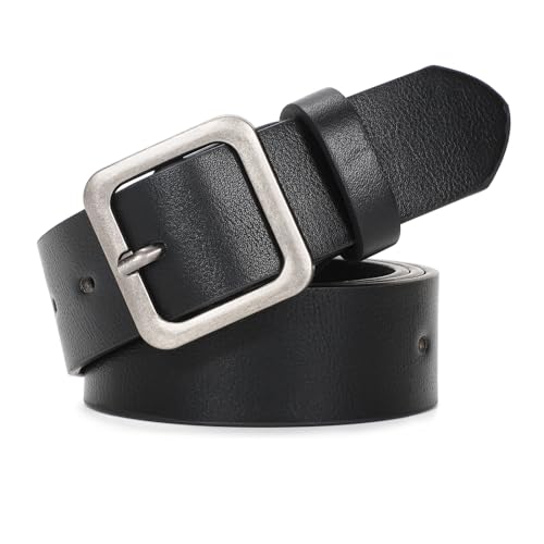 XZQTIVE Women’s Leather Belts for Jeans Pants Dresses Fashion Ladies Black Belt