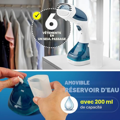 Fer a repasser vapeur - Fer à repasser vapeur - Brosse Vapeur 2 en 1 Verticale et Horizontale Semelle Céramique Superglide - DB 3717 blanc-bleu Clatronic – vue 5