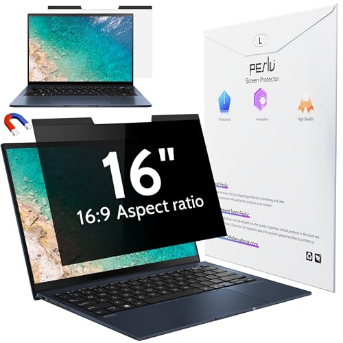 Image of Peslv Magnetic Laptop Privacy Screen 16 inch&16.1 inch for 16:9 Computer Monitor, Removable Anti Glare Protector Blue Light Filter Shield Compatible with Lenovo Hp Dell Acer Asus Thinkpad Envy Xps